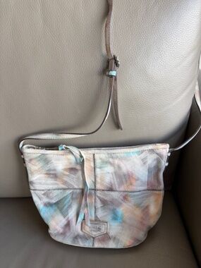 AIMEE KESTENBERG leather crossbody purse iridescent metallic suede finish